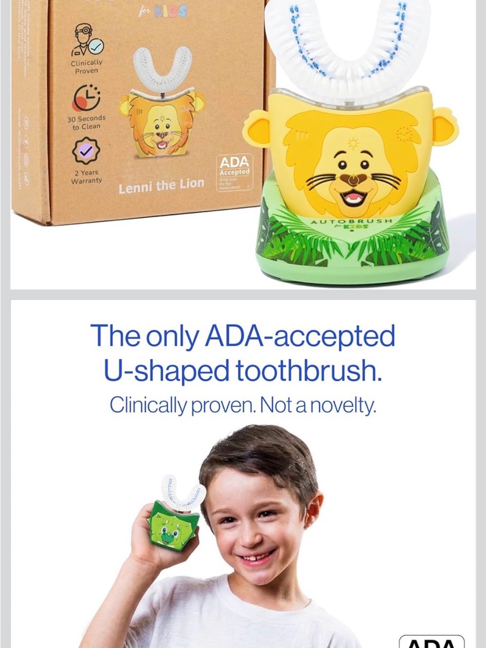 Lenni the Lion Kids U-Shaped Toothbrush - Yellow